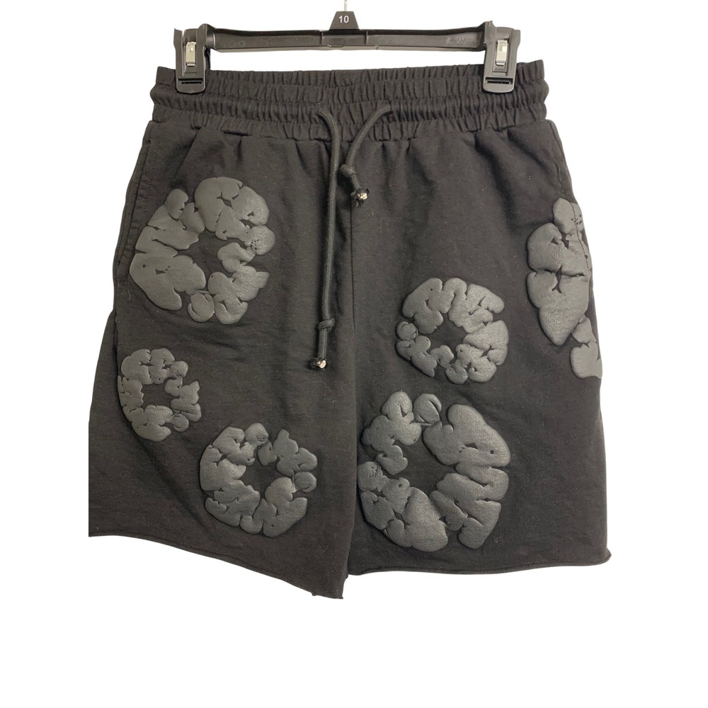 Denim Tears Cotton Wreath Sweat Shorts Black Puff Print Mens Size L Large‎